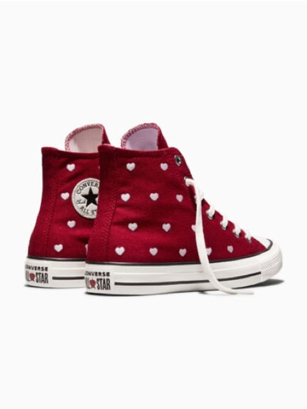 Converse Chuck Taylor All Star High Top Shoes Hearts Red Sneaker Youth Size 5.5 - Picture 5 of 12